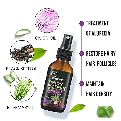 Lanthome Hair Growth Spray, Organic Onion Oil with Rosemary Scent, Enriched with Black Seed Oil, Controls Hair Loss, Promotes Growth, for Women and Men
