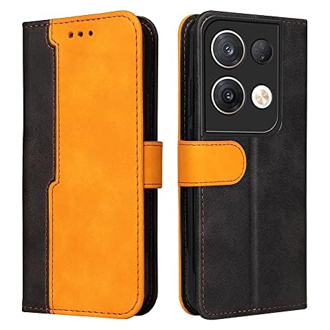 XINNI Protective Phone Case for Oppo Reno8 Pro 5G(Reno 8 Pro), PU/TPU Vintage Flip Leather Shockproof Cover Magnetic Book Style Wallet, Orange Cover