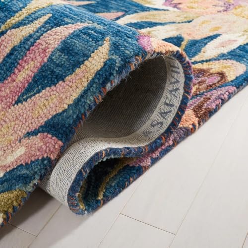 Rugs & Arts Handmade Premium Collection Woollen Rug Loop Pile Floral Hand Tufted Carpet for Living Room Bedroom Drawing Room Hall and Floor Size 5 x 8 Feet (152x243 cm) Color Multi