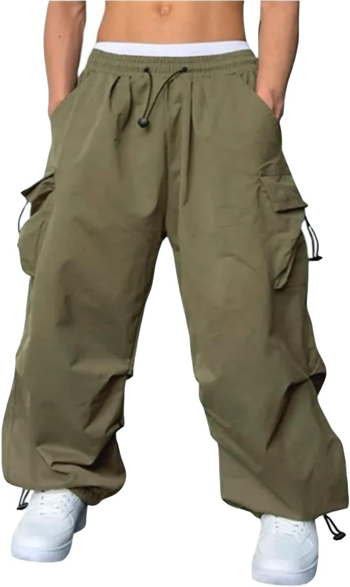 WZIKAI Men's Baggy Cargo Pants Casual Parachute Cargo Pants Loose Fit Hip Hop Harem Pants with Pockets - Image 2