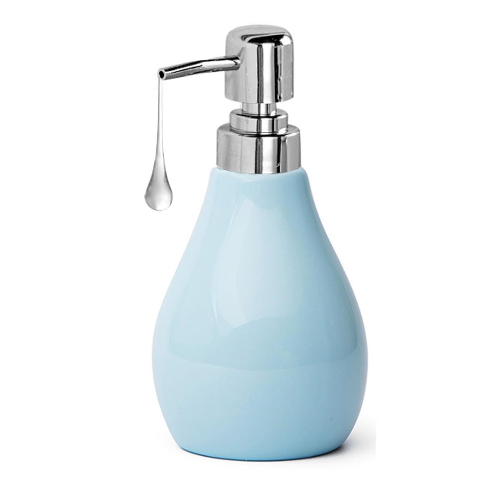Empty Barthroom and Dish Soap Dispenser Porcelain for Bathroom Deco Refillable Liquid for Kitchen Decor for Counter(Blue)