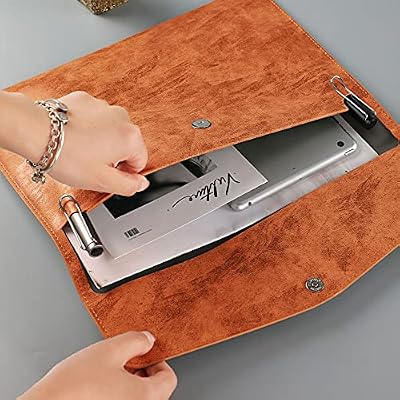 Enyuwlcm PU Leather A4 File Folder Document Holder Waterproof Portfolio Envelope Folder Case with Snap Closure Brown