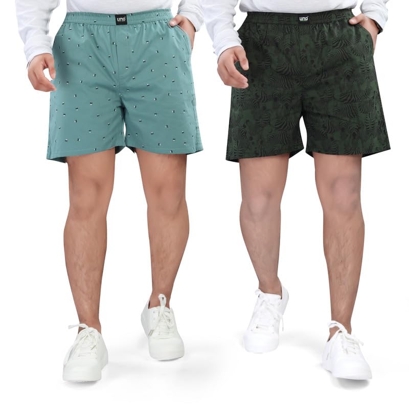 Image of Shorts for Boys - 100% Cotton Printed with Side Pockets - Pack of 2 - Available from Size 7 Years to XL