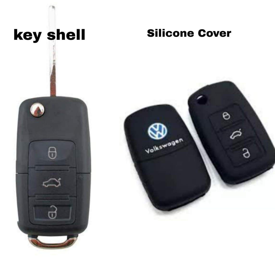 AP CARKEY-Combo-2 in 1 -Replacement Shell for Volkswagen (VW) Flip Keys + Silicone Cover