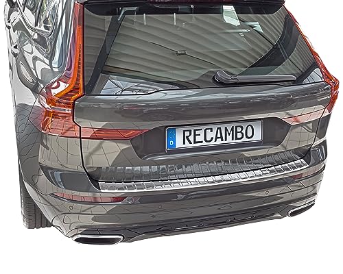 Boot Sill Protector Stainless Steel Chrome Compatible with Volvo XC60 II | Year of Manufacture from 2017> | Premium Quality RECAMBO