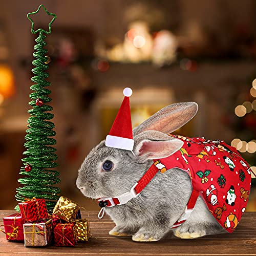 4 Pieces Small Animal Christmas Costume Christmas Guinea Pig Clothes With Santa Hat Rabbit Clothes Costume Guinea Pig Costume Christmas Small Animal Outfits For Rabbit Guinea Pig Hamster Ferret #TOP6