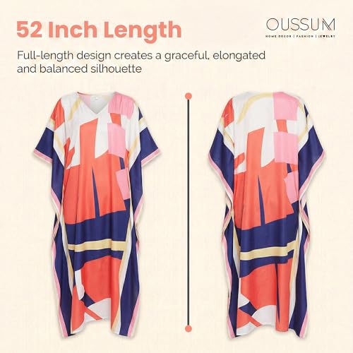 Image of Oussum Women Plus Size Kaftan Kimono Loose Maxi summer dresses for women Beach 3 /4 Sleeve Casual lounge dress Boho