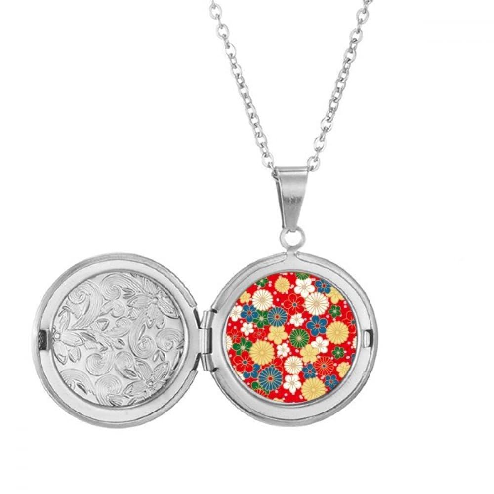 Collier médaillon japonais floral anti-ternissement bijou fin durable