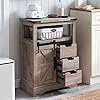 Okd bathroom floor cabinet farmhouse storage cabinet with sliding barn door storage drawers small storage cabinet for bathroom kitchen living room light rustic oak  urban country home decor