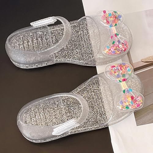 IWIHMIV Toddler Girls Closed Toe Sandals Summer Non Slip Beach Shoes Birthday Soft Sole Bowknot Crystal Sandals2