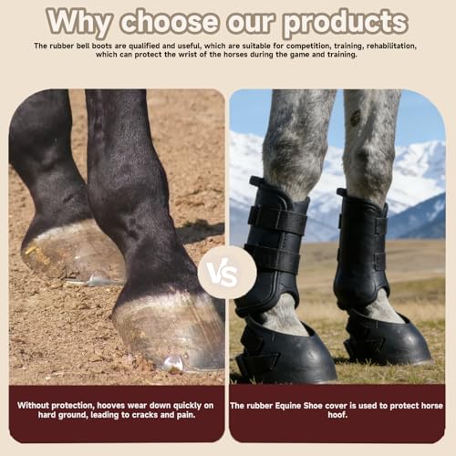 2 Pack Hoof Boots for Horses, Horse Hoof Boots, Rubber Horse Boots, Complete Hoof Protection, Suitable for Trimming and Protecting Horseshoes - Image 5