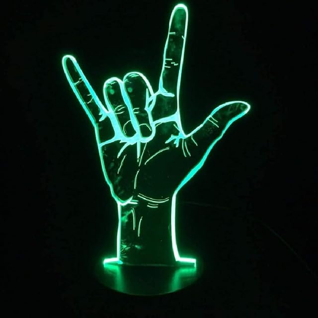 3D Illusion Lamp, Victory Middle Finger Night Light 7 Colors Touch Control USB Powered Party Decoration Lamp,3D Visual Lamp for Home Décor Xmas Birthday Gifts