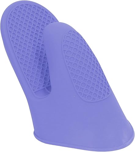 Miniatura 4 de Jeanoko 2 guantes de horno de silicona gruesos para cocina, guantes duraderos para cocina (color morado)