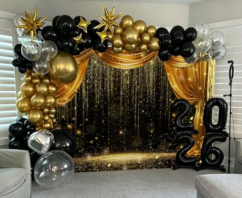 Fondo Fotográfico Negro y Dorado 7x5ft Para Eventos miniatura 5