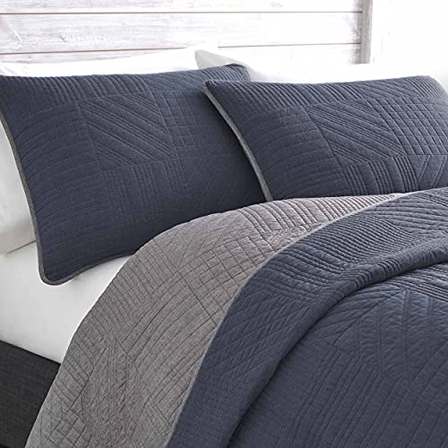 Image of Eddie Bauer - Queen Quilt Set with Shams, Reversible Bedding, Soft & Breathable, Lightweight All-Season, Hidden Lake Blue