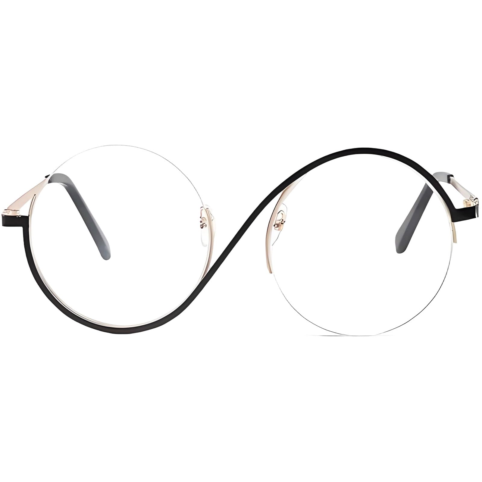 AIWXEEU Elphaba Glasses for Cosplay Witch Round Costume Eyewear, Black and Gold Frame Glasses for Halloween Parties Daily Outfit Photos