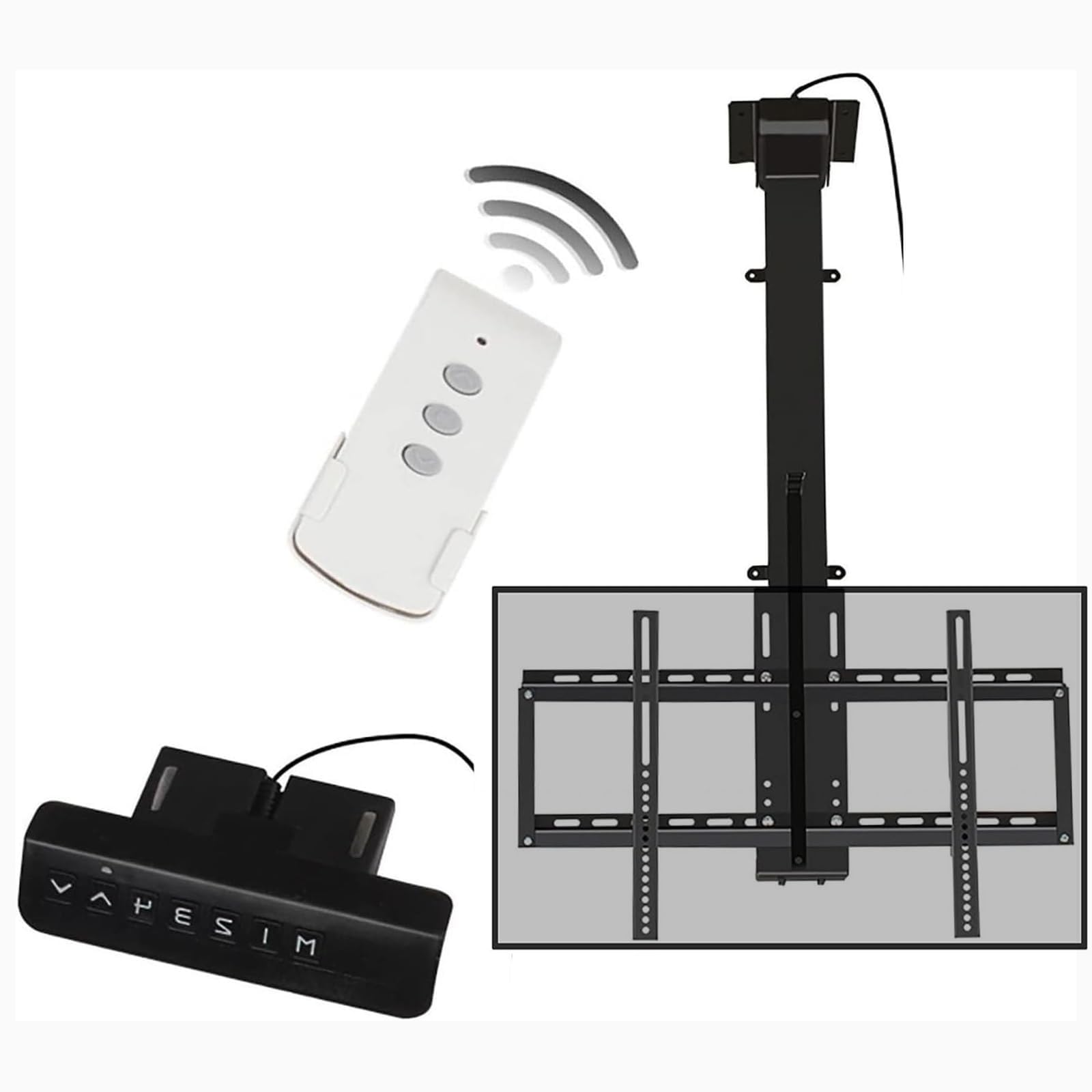 QICBYING TV Floor Stand - Motorized Ceiling TV Mount, Telescopic Electric TV Lift, With Remote Control And Switch Control, Fits 32-75 Inch TVs, Max TV Weight 60kg/132 Lbs