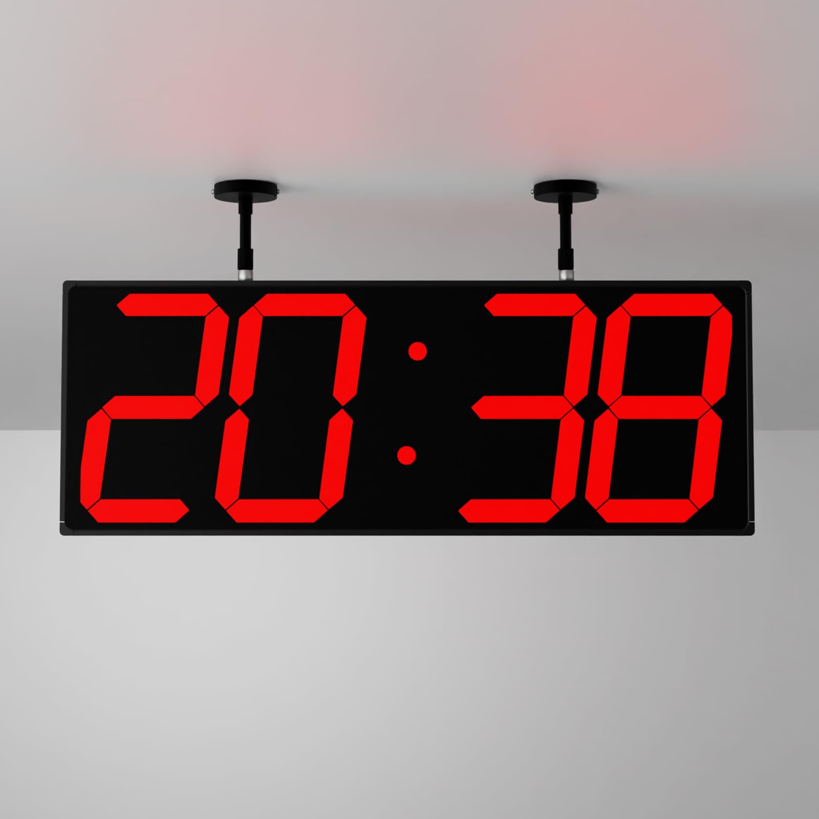 CHKOSDA Große digitale Wanduhr mit doppelseitigem Display, multifunktionale LED-Hänge-Digitaluhr mit einstellbarer Helligkeit, geeignet für Büros, Lager, Korridore, 49,5 cm (19,5 Zoll), Rot