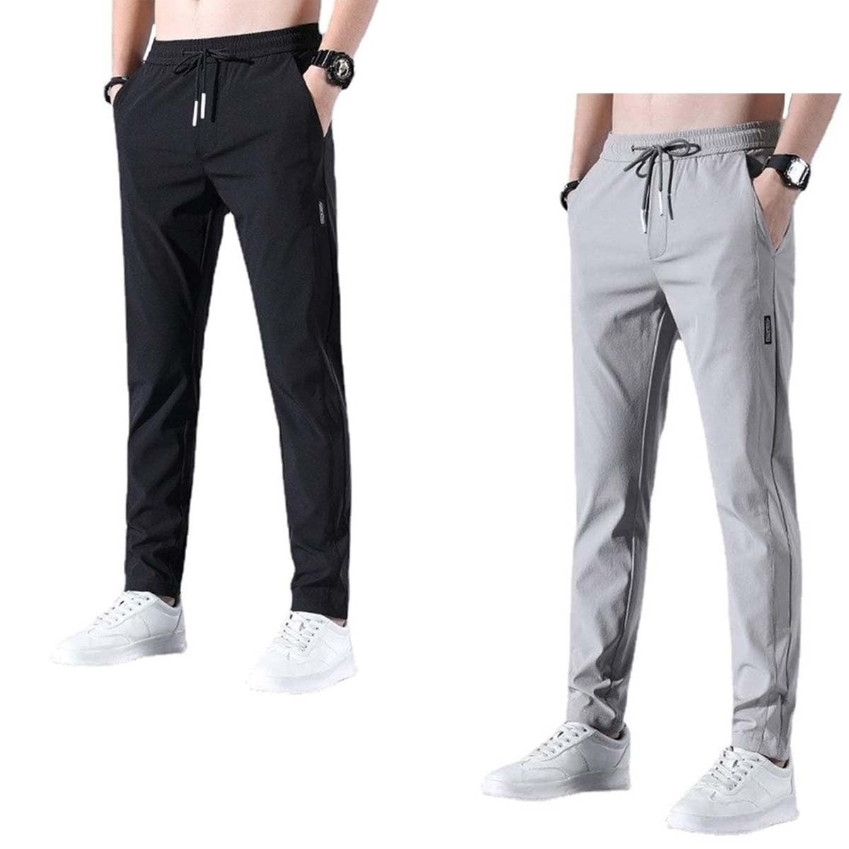 GOUJIAN Men's Jogging Bottoms Long Sports Lightweight Breathable Training Fitness Leisure Sweatpants Streetwear Trousers S-5XL sweatpants(Black+gray,5XL)