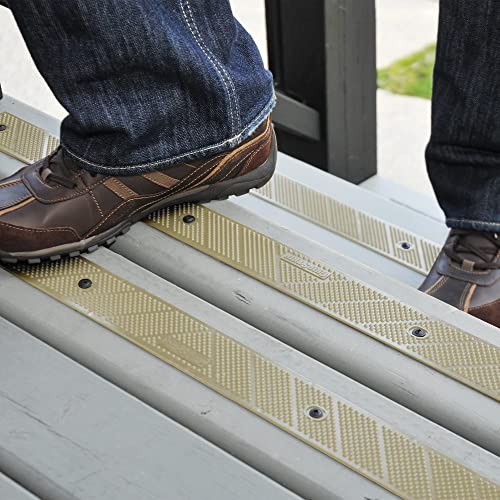 GripStrip Stair Treads L 32”x W 2” Screw Down Strip, No Adhesive All Weather Non-Slip, Plastic Safety Stair Strips Increase Safety on Slippery Stairs - Screws Included (8 Pack) (Beige)