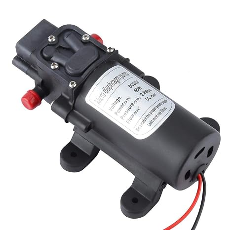 Micro Diaphragm Pump, 24V 60W Mini Electric Water Pump 5L/m Flow Micro Diaphragm Pump 1.5m Suction