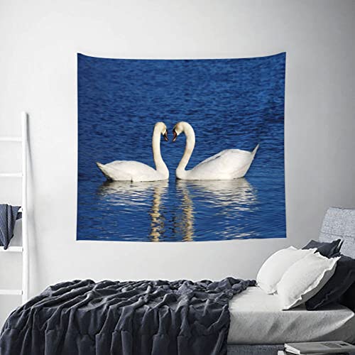 Vucemi Romantic White Swan Printed Tapestry Ceiling Large Tapestries Home Decor Wall Hanging For Bedroom Living Room Dorm 60 X 51'' #TOP3