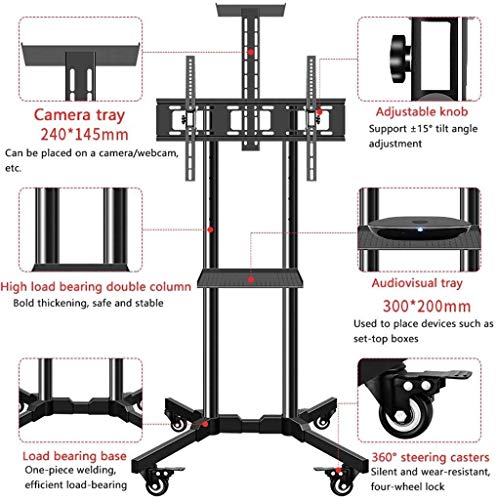 Soporte móvil para TV con ruedas y estantes ajustables miniatura 3