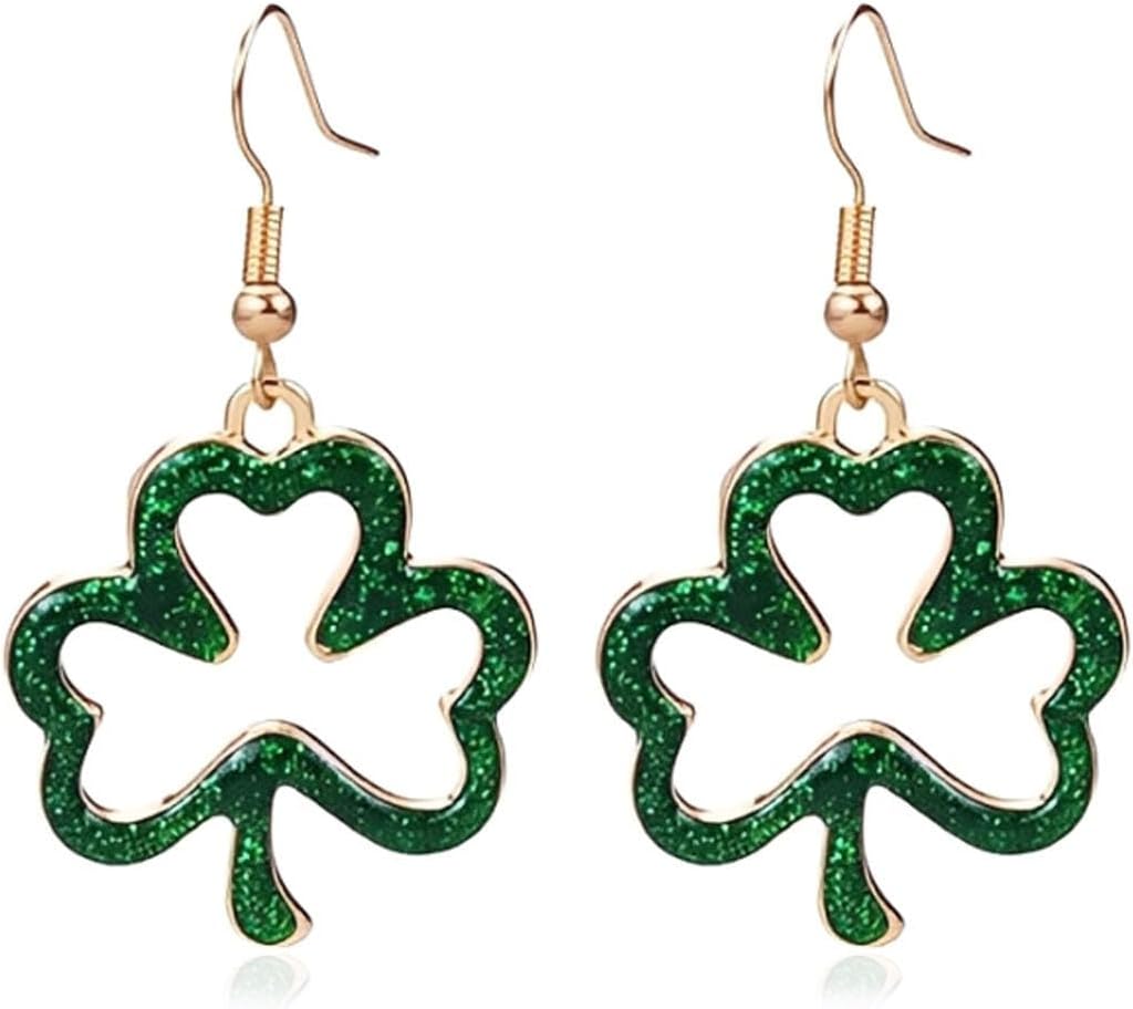 St Patrick's Day Earrings for Women Sequin Green Shamrock Dangle Earrings Irish Clover Good Luck Earring Green Hat Festival Earring St. Patrick's Day Holiday Jewelry Gift for Women