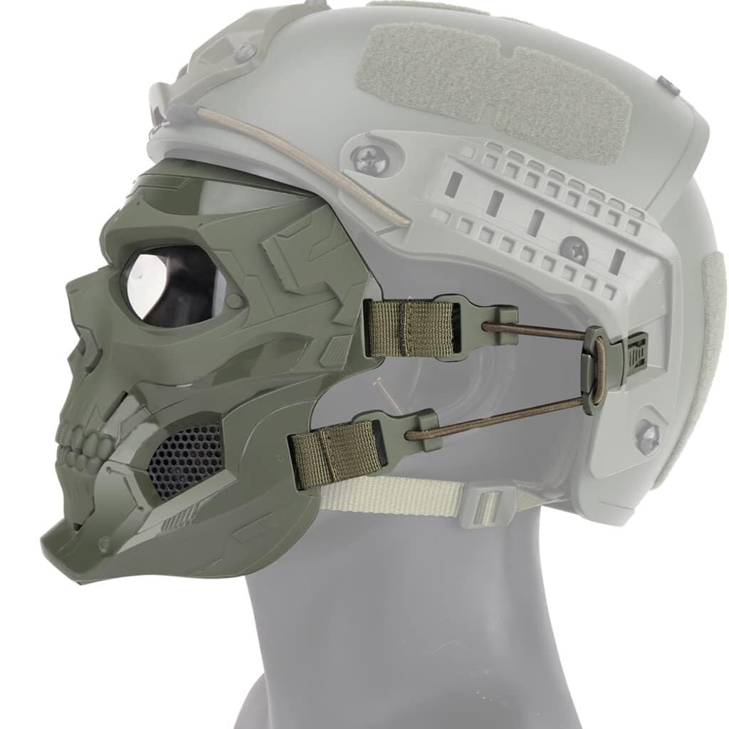 TS TAC-SKY Máscara De Paintball De Modo Dual Ajustable For Juegos De CS Al Aire Libre, Cosplay, Airsoft, Máscara Facial Completa con Gafas, Equipo Táctico(Green)