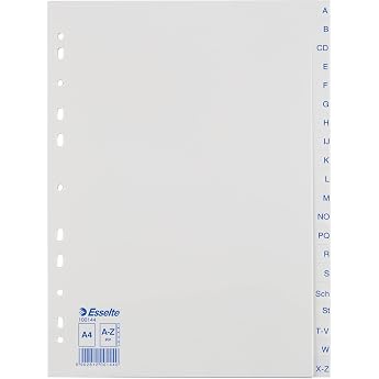 Leitz Economy A-Z plastic dividers A4 PP 20 Sheets White