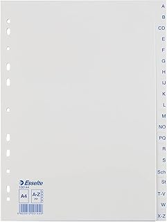 Leitz Esselte Register für A4, 20 Trennblätter, Taben mit alphabetischem Aufdruck A-Z, Blau/weiß, Robuster Kunststoff, 100144