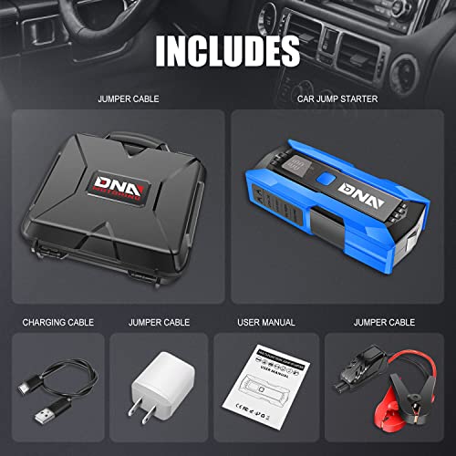 Dna Motoring 12V 2000A Peak Multi-Function Portable Car Battery Jump Starter For Up To 8.0L Gas / 6.3L Diesel Engine, With Carry Case,Blue/Black, Tools-00277 #TOP1