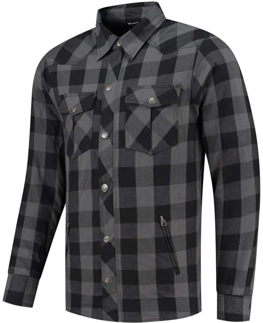 Chemise de moto Rusty Stitches Neil V2 gris noir vêtement motard 2XL