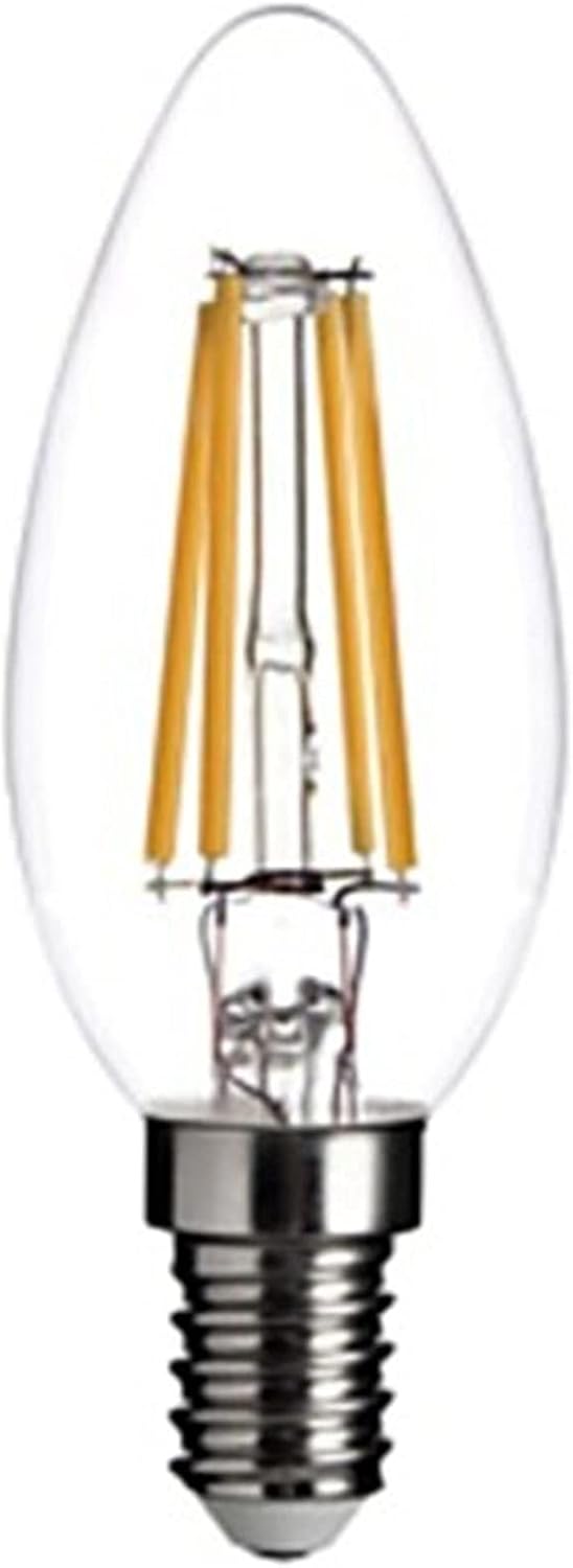 12v E14 LED Bulb, 400LM 2700K 40-Watt Equivalent Bulbs, C35 Clear Glass Torpedo Shape Bullet Top, Candelabra LED Bulbs (6-Pack)