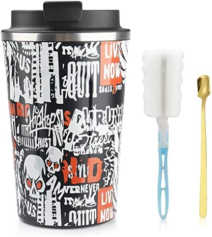 Tlater Travel Mugs, 380ml Insulated Coffee Cup with Leakproof Lids Reusable Travel Coffee Cups Coffee Travel Mug Double Walled Vacuum Stainless Steel Coffee Car Cup Thermal Mug for Hot Cold Drinks