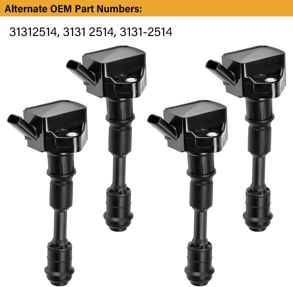 4 PCS UF756 Ignition Coil Pack with 31312514 Coil Pack Set Iridium Spark Plugs Compatible with Volvo S60/XC60 2020-15, S80 2016, S90/V60/XC90 2020-16, V90 XC40 2020-19, XC702.0L L4# 313125140 GN10907