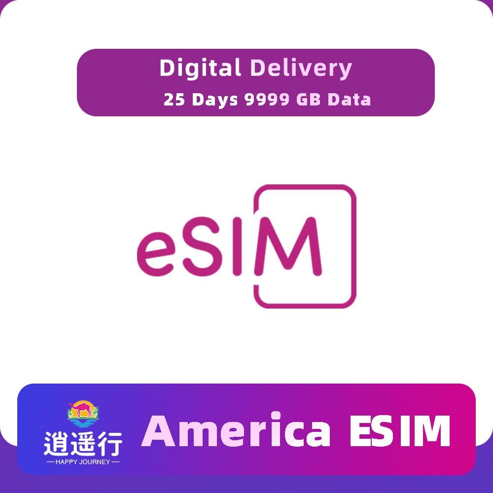 eSIM Card for America | Get QR Code Instantly | 5G/4G High-Speed | Hotspot Allow | for Phones (12 Days, 9999 GB (Total Capacity), 5G, Including Voice Calls, Unlimited Data.)
