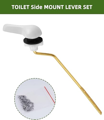 Miniatura 9 de Manija de inodoro de metal para montaje frontal, piezas de tanque de inodoro con cadena de aleta, kit de repuesto de mango de latón macizo, uso