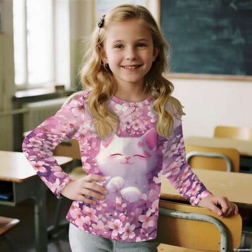 Image of WELLFLYHOM Long Sleeve T-Shirt for Boys Girls 3-16 Years Old Tee Tops Crewneck Pullover Shirts Fall Outfits