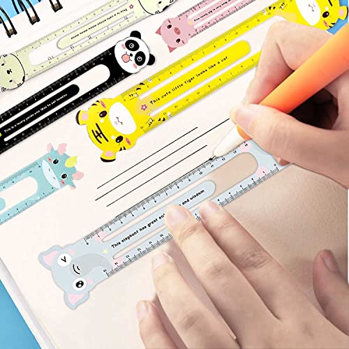 6 Stück Lineal 15cm Kinder Flexibel/Tiere Cartoon Lineal Kinder Grundschule, Bruchsicher Biegsam Kunststoff Lineal für BüRo, Schule, Arbeitszimmer Zu Hause