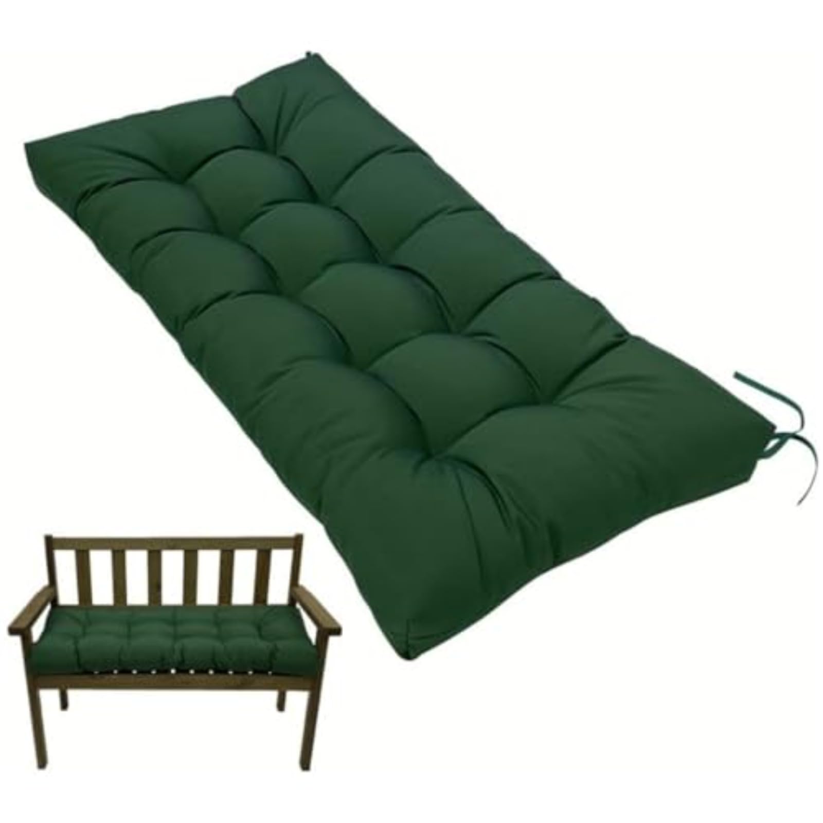YLOEPI Waterproof 2-Seater Garden Bench Cushion 130x50cm with Non-Slip Straps - Patio Furniture Replacement Pad for Indoor & Outdoor Benches, Dining & Kitchen Seats, Swing Chair (Green)