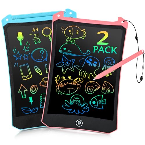 EooCoo Toddler Toys, LCD Writing Tablet for Kids 2 Pack, Kids Stocking Stuffers Toddler Travel Essentials Drawing Pad, No Mess Coloring Books, Road Trip Activities, Age 3-5 Boy Girl Gifts - 8.5 Inch
