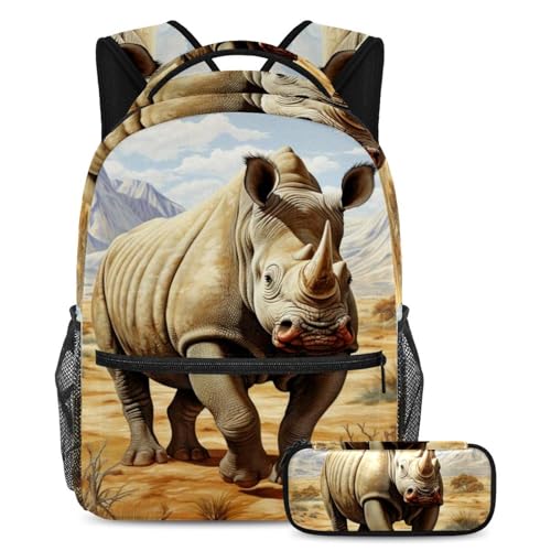 Cartable Wild Rhino grand sac à dos ergonomique avec trousse scolaire haute capacité