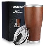 HAUSHOF タンブラー 蓋付き 600ml 車用タンブラー コーヒーカップ 水筒 マグボトル ステンレス 二重構造 真空断熱 大容量 保温保冷 直飲み アウトドア用 釣り 遠足 登山 キャンプ オフィス ビール コーヒー 直接ドリップ 木目調