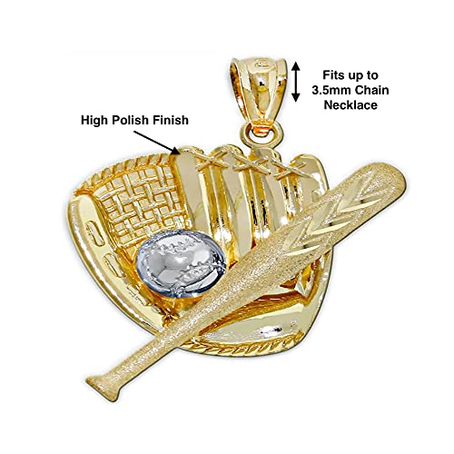 Gold Baseball Gear Charm - 10 Karat Solid Gold - Bat and Glove Pendant - Gift for Player3