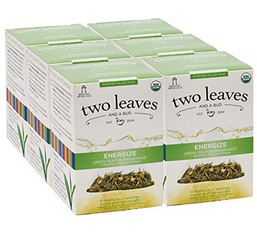 Two Leaves And A Bud Organic Energize Tea Bags, Green Tea For Endurance, Whole Leaf Green Tea In Sachets, 15 Count (Pack Of 6) #TOP16