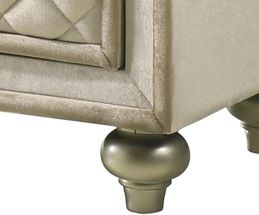 Acme Lucienne 5-Drawer Velvet Upholstered and Wood Chest in Beige