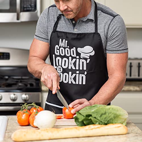 Aller Home&Kitchen Cute Apron - Mr Good Looking Dad Apron - Sexy Aprons With Pockets For A Husband, Father Or Boyfriend That Loves Cooking Aprons For Men Or Grill Aprons For Men #TOP4
