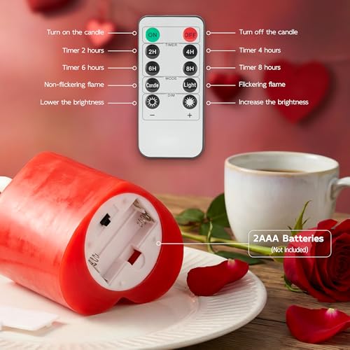 Image of Valentines Day Flameless Candles with Remote, Heart Shaped LED Candles