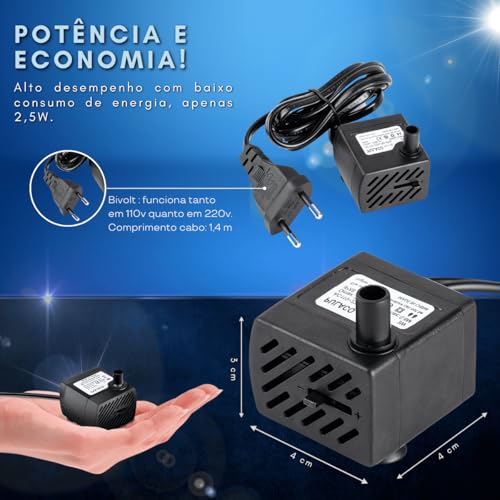 Bomba Submersa Para Aquário, Fonte de Bebedouro Pet, 220 Litros Por Hora, 110-220V Bivolt, Alta Vazã